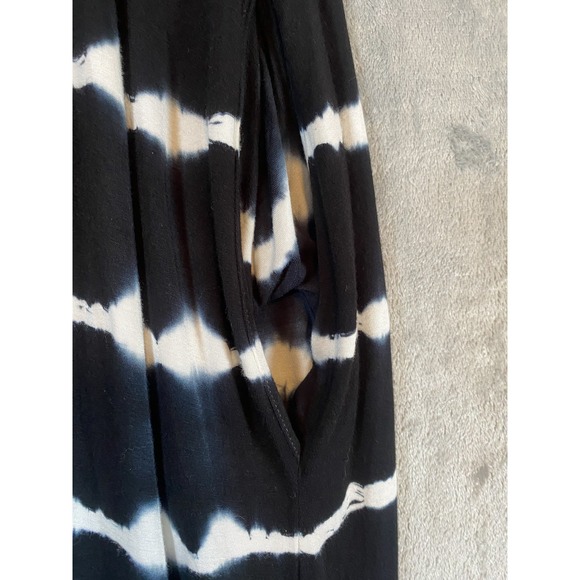 Rouge Dress Womens Small Black White Tie Dye Maxi 3/4 Sleeve Pockets Made USA - Picture 6 of 12